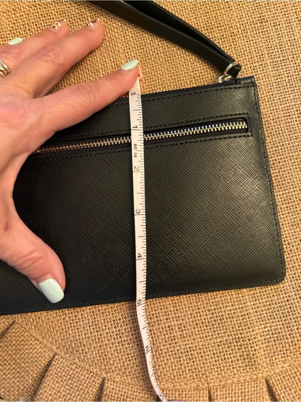 kate spade Black Leather Wristlet Zip Pouch